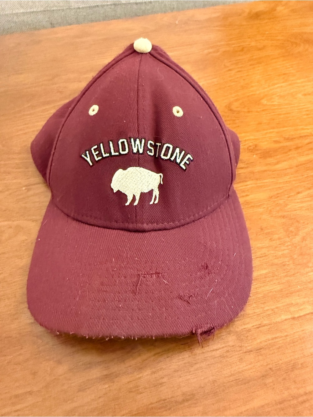 Yellowstone New Era Maroon Embroidered Distressed Style Cap
